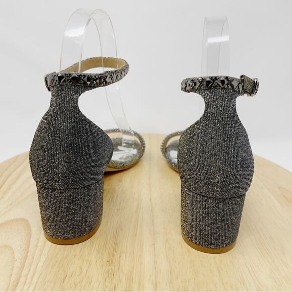 Badgley Mischka Metallic Embellished Block Heels Special Occasion Size 6.5 New - Picture 4 of 13